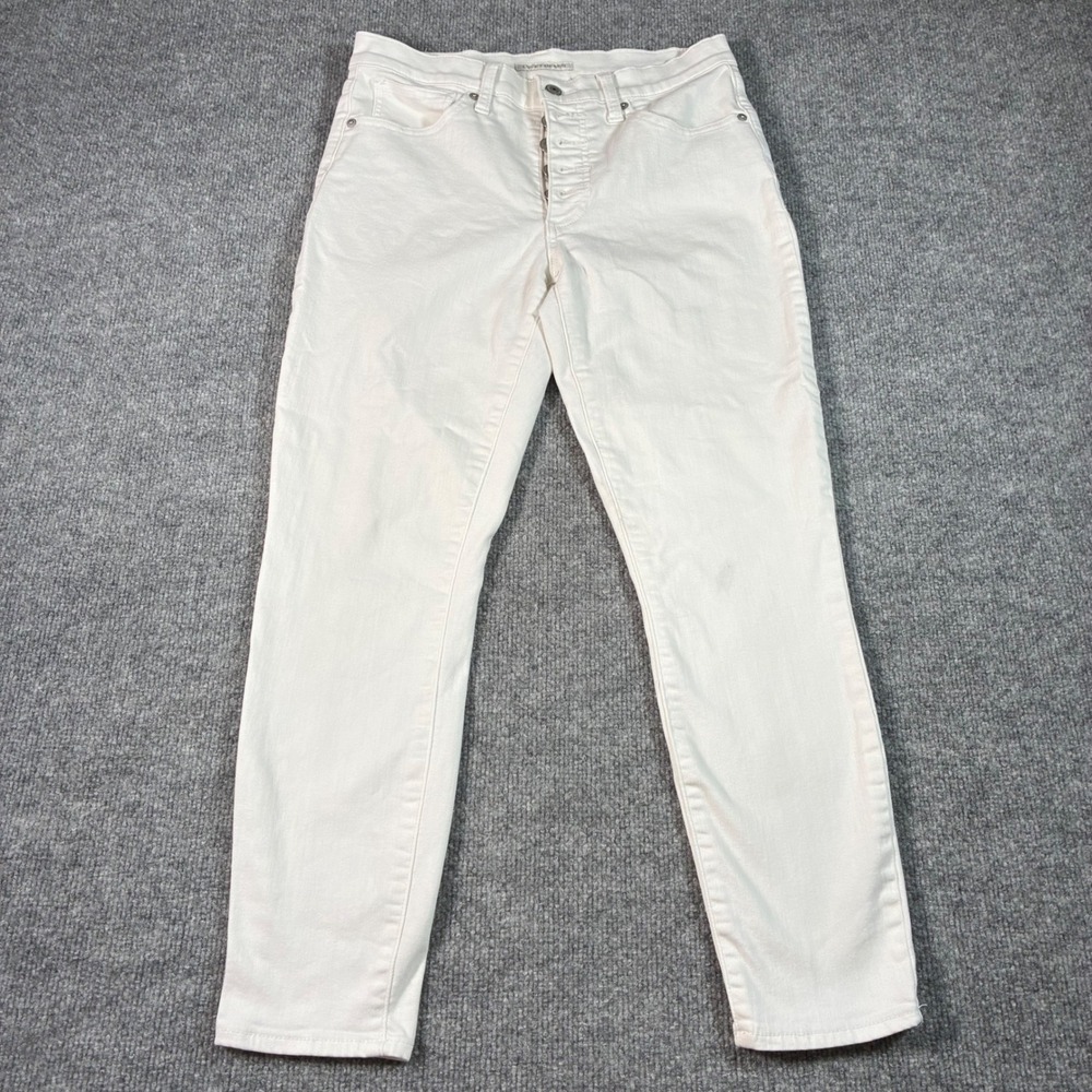 Lucky Brand Ava Skinny Jeans Womens 10/30 Off White Button Fly Mid Rise Stretch